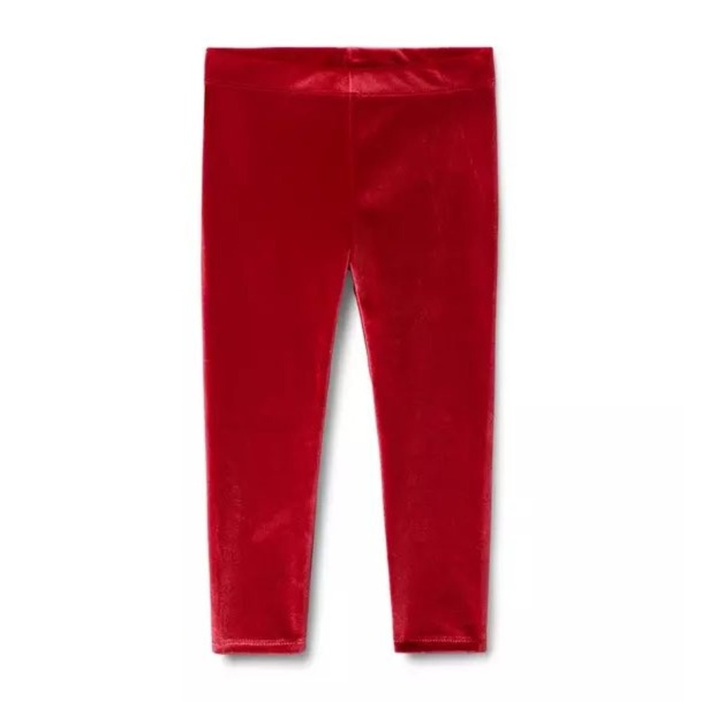 Janie and Jack Velvet Leggings Girls Size 7 Red Holiday Velour Pants New